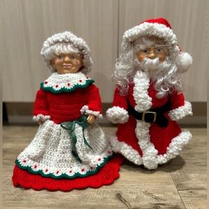 Vintage Santa Mrs. Claus Crochet clothes figures festive christmas magical xmas